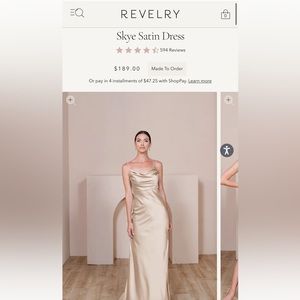 Revelry Skye Satin Dress - GOLD CHAMPAGNE size 8
